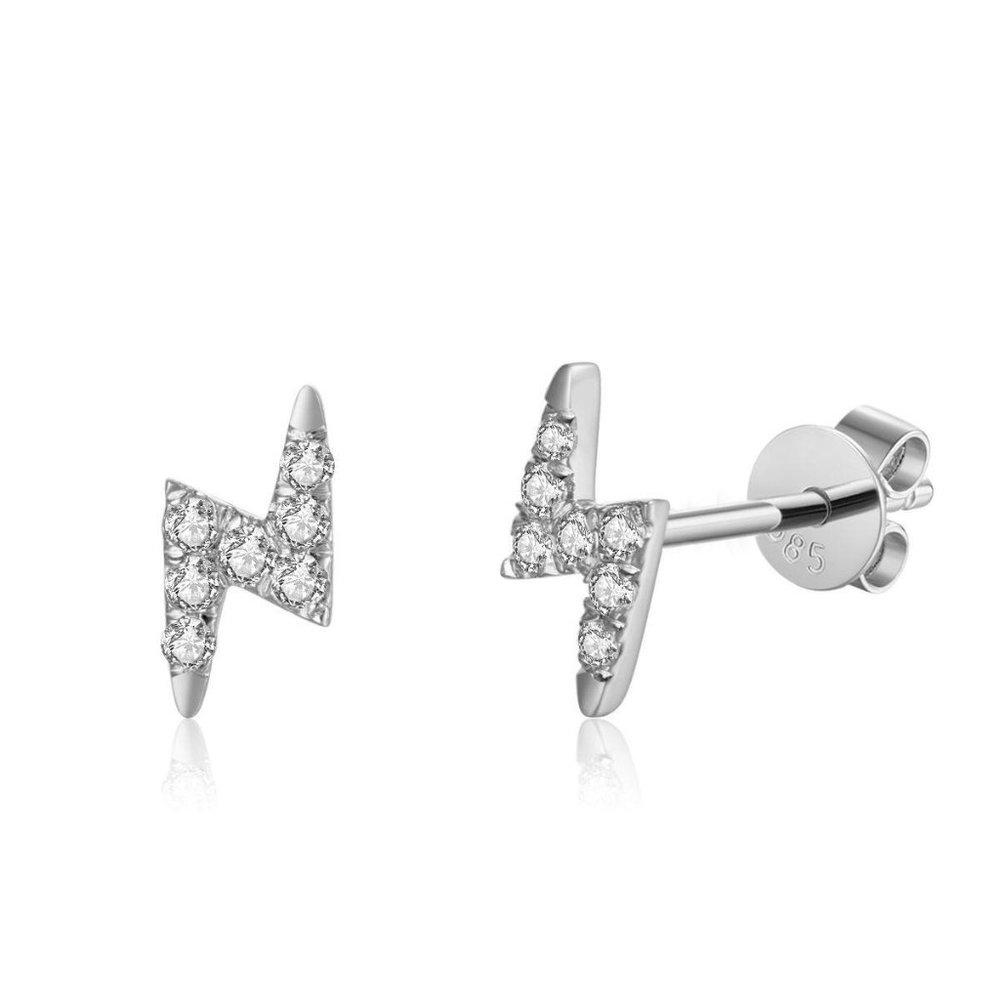 Real Diamond Zigzag Style Small Stud Earrings